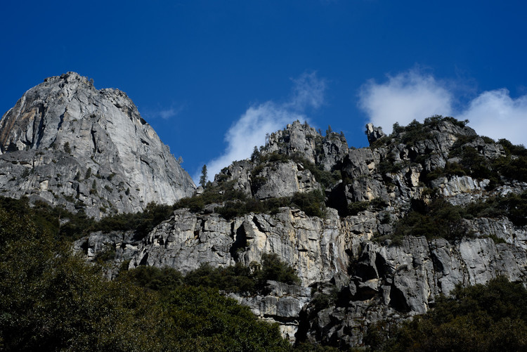 Granite formation with trees in Yosemite National Park that looks like the Star Wars Galaxy's Edge theme park