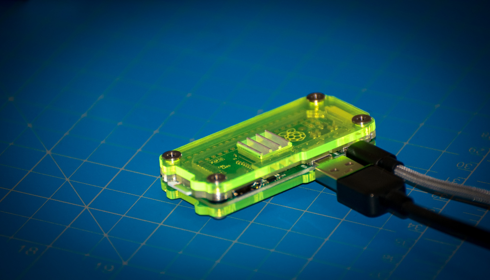 Raspberry Pi Zero in a Lime colored Acrylic Case