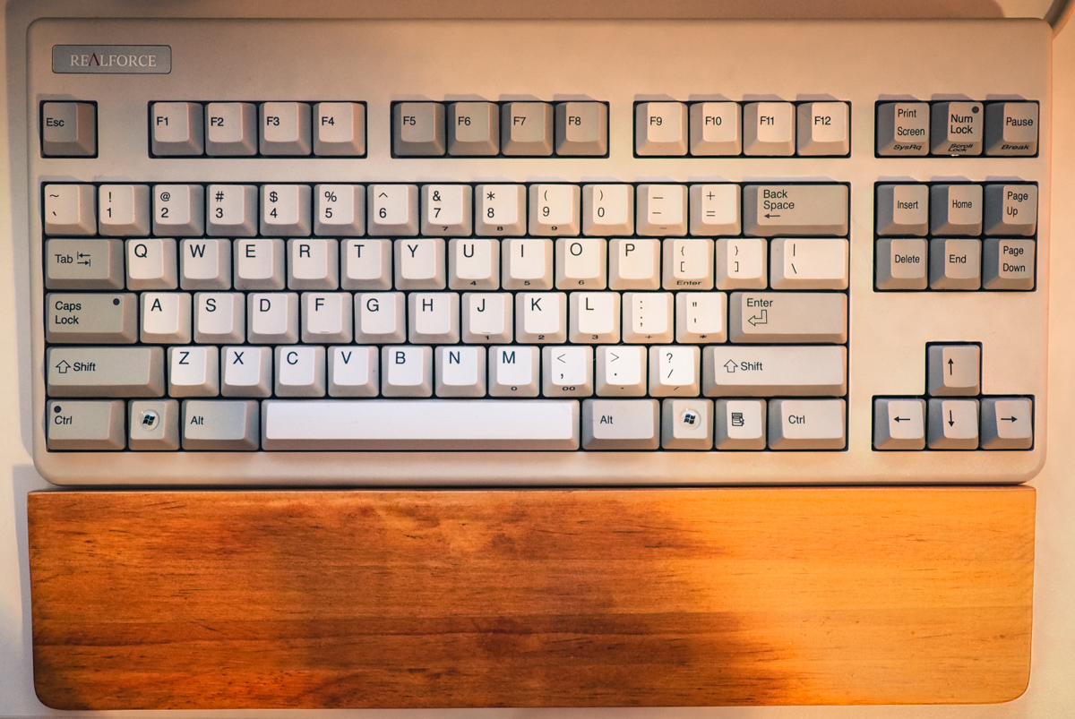 Realforce Keyboard with Wooden Palm Rest